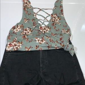 Light green floral tank